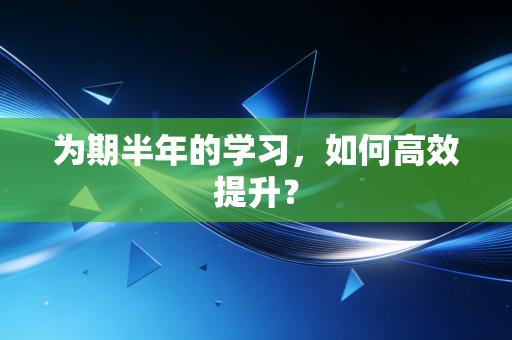 为期半年的学习，如何高效提升？