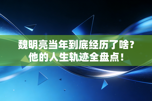 魏明亮当年到底经历了啥?他的人生轨迹全盘点! 魏明亮当年到底经历了啥?他的人生轨迹全盘点!