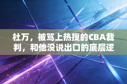 杜万，被骂上热搜的CBA裁判，和他没说出口的底层逻辑