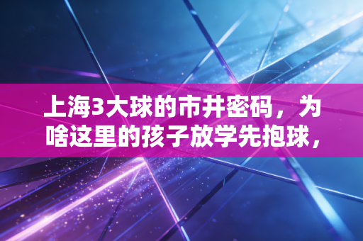 上海3大球的市井密码,为啥这里的孩子放学先抱球,不是先掏作业本? 上海3大球的市井密码,为啥这里的孩子放学先抱球,不是先掏作业本?