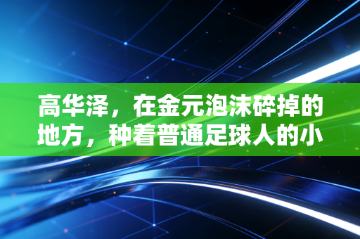 高华泽,在金元泡沫碎掉的地方,种着普通足球人的小理想 高华泽,在金元泡沫碎掉的地方,种着普通足球人的小理想