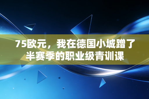75欧元,我在德国小城蹭了半赛季的职业级青训课 75欧元,我在德国小城蹭了半赛季的职业级青训课