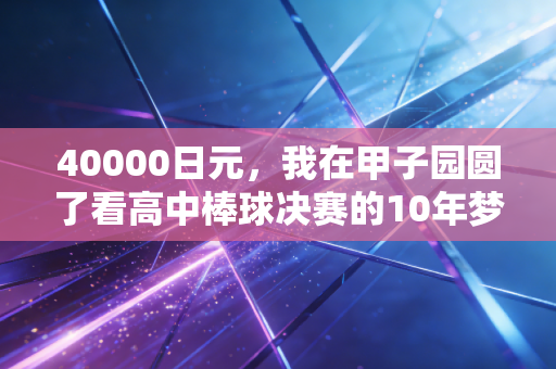 40000日元，我在甲子园圆了看高中棒球决赛的10年梦