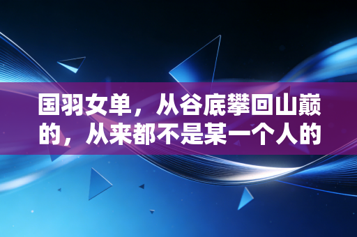 国羽女单,从谷底攀回山巅的,从来都不是某一个人的传奇 国羽女单,从谷底攀回山巅的,从来都不是某一个人的传奇
