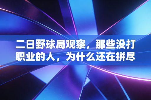 二日野球局观察，那些没打职业的人，为什么还在拼尽全力？