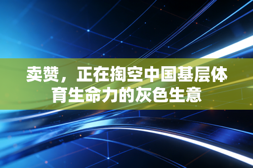 卖赞,正在掏空中国基层体育生命力的灰色生意 卖赞,正在掏空中国基层体育生命力的灰色生意