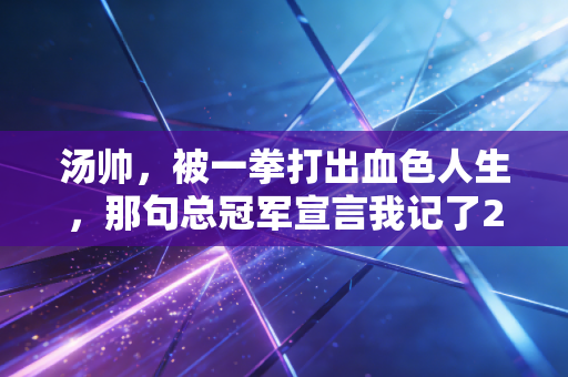 汤帅,被一拳打出血色人生,那句总冠军宣言我记了20年 汤帅,被一拳打出血色人生,那句总冠军宣言我记了20年