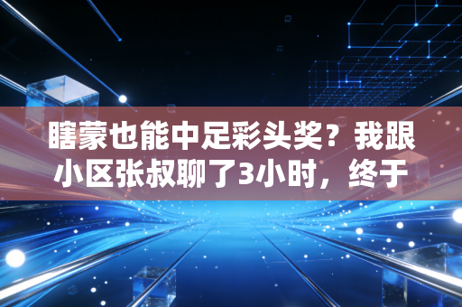 瞎蒙也能中足彩头奖?我跟小区张叔聊了3小时,终于搞懂普通人玩体育竞彩的底层逻辑 瞎蒙也能中足彩头奖?我跟小区张叔聊了3小时,终于搞懂普通人玩体育竞彩的底层逻辑