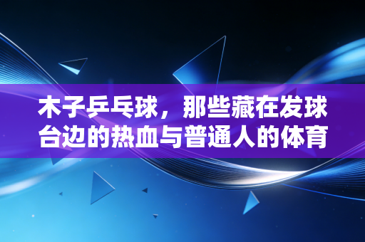 木子乒乓球，那些藏在发球台边的热血与普通人的体育梦