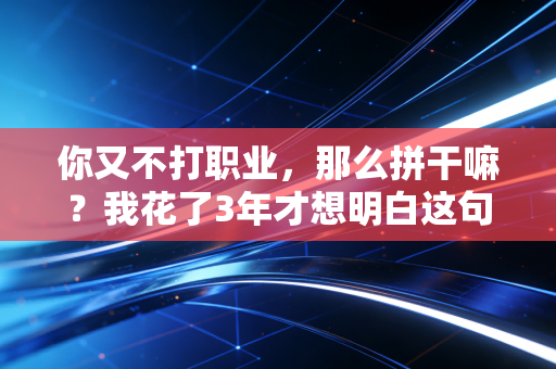 你又不打职业，那么拼干嘛？我花了3年才想明白这句废话的答案