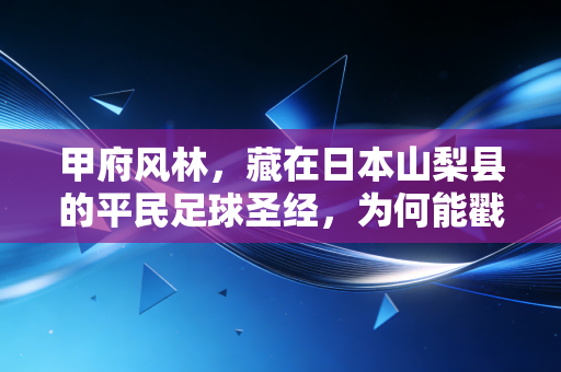 甲府风林,藏在日本山梨县的平民足球圣经,为何能戳中万千普通球迷的软肋? 甲府风林,藏在日本山梨县的平民足球圣经,为何能戳中万千普通球迷的软肋?